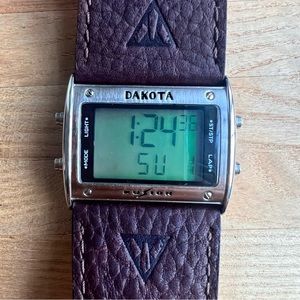 Dakota moon glow mens digital leather strap watch NEW BATTERY